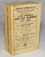 Wisden Cricketers' Almanack 1924. 61st edition. Original paper wrappers. Replacement spine paper, some slight age toning, wear and soiling to wrappers otherwise in good+ condition - cricket