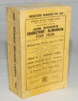 Wisden Cricketers' Almanack 1928. 65th edition. Original paper wrappers. Possible signs of restoration around the spine and rear wrapper areas, slight soiling otherwise in good/very good condition - cricket