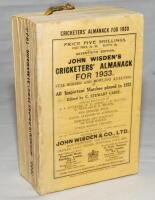 Wisden Cricketers' Almanack 1933. 70th edition. Original paper wrappers. Possible restoration to the top corner of the front wrapper, some slight cracking to the spine paper otherwise in good+ condition - cricket