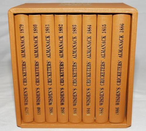 Wisden Cricketers' Almanack 1879-1886. Boxed set of Wisdenauction reprint editions. Eight facsimile editions published in 2021. Limited edition 82/150. Brown hard board covers with gilt lettering to covers and spine. In original brown presentation box an