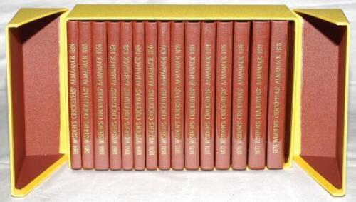 Wisden Cricketers' Almanack 1864-1878. Fifteen facsimile editions published by John Wisden &amp; Co Ltd, London 1991. Limited edition 527/1000. Brown hard board covers with gilt lettering to covers and spine. In original yellow presentation box. Very goo