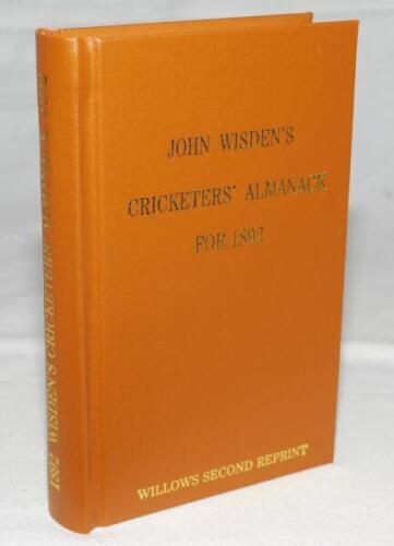 Wisden Cricketers' Almanack 1892. Willows softback second reprint (2008) in light brown hardback covers with gilt lettering. Limited edition 165/250. Very good condition - cricket