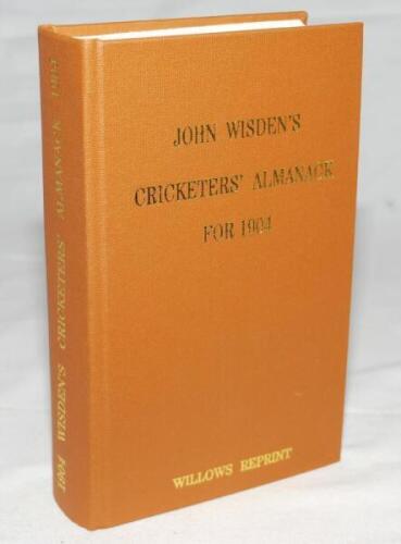 Wisden Cricketers' Almanack 1904. Willows softback reprint (1998) in light brown hardback covers with gilt lettering. Limited edition 196/500. Good/very good condition - cricket