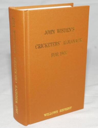 Wisden Cricketers' Almanack 1907. Willows softback reprint (1999) in light brown hardback covers with gilt lettering. Limited edition 248/500. Very good condition - cricket