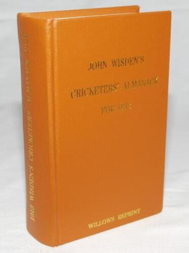 Wisden Cricketers' Almanack 1913. Willows softback reprint (2002) in light brown hardback covers with gilt lettering. Limited edition 125/500. Very good condition - cricket