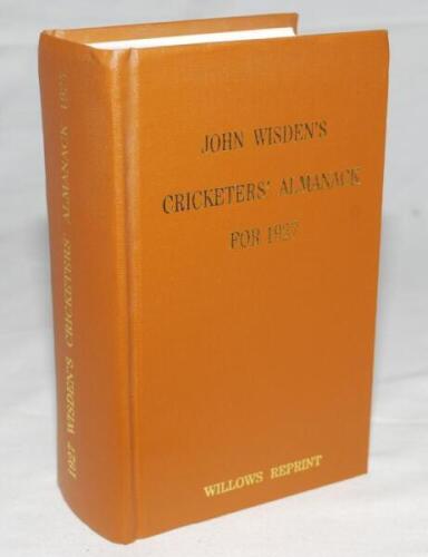 Wisden Cricketers' Almanack 1927. Willows softback reprint (2007) in light brown hardback covers with gilt lettering. Limited edition 38/500. Very good condition - cricket