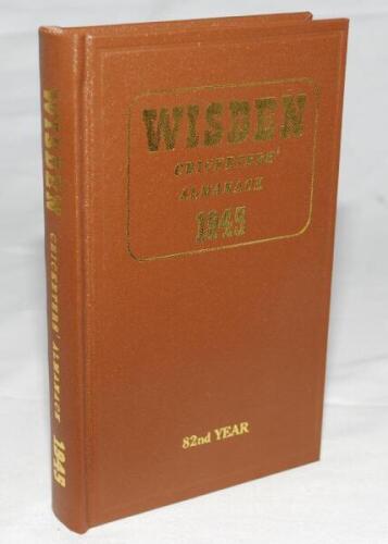 Wisden Cricketers' Almanack 1945. Willows hardback reprint (2000) in dark brown boards with gilt lettering. Limited edition 580/750. Very good condition - cricket