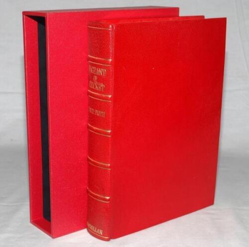 Don Bradman. 'Pageant of Cricket'. D.Frith. London 1987. Foreword by Don Bradman. De-luxe leather bound limited edition of two hundred numbered copies, this being number 86, signed by Don Bradman and the author, Frith. Bound in full red leather, all edges