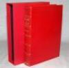 Don Bradman. 'Pageant of Cricket'. D.Frith. London 1987. Foreword by Don Bradman. De-luxe leather bound limited edition of two hundred numbered copies, this being number 86, signed by Don Bradman and the author, Frith. Bound in full red leather, all edges