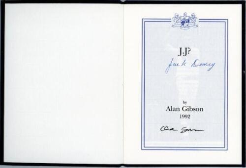 'J.J?'. Alan Gibson. Richard Walsh Books, Taunton 1992. Limited edition no. 11/50. Signed to the title page by the author, Gibson, and the subject, Jack Davey. VG - cricket