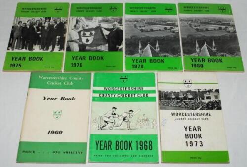 Worcestershire C.C.C. yearbooks 1960-2018. A run of yearbooks for seasons 1960, 1968, 1973, 1975 (2 copies), 1976, 1979-1982, 1986, 1987, 1994-2000, 2008, and 2014-2018. Qty 25. Minor faults to earlier issues, otherwise in very good condition - cricket