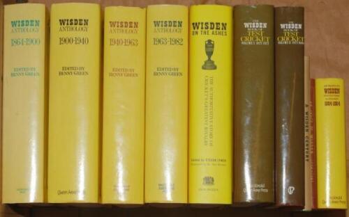 'Wisden Anthology'. Four editions covering 1864-1900, 1900-1940, 1940-1963 and 1963-1982. Each edited by Benny Green. Sold with six further Wisden publications, 'The Wisden Book of Test Cricket', Vol. I 1877-1977 and Vol. II 1977-1989, 'An Index to Wisden