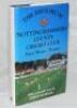 'The History of Nottinghamshire County Cricket Club'. Peter Wynne-Thomas. Christopher Helm, London 1992. Hardback with dustwrapper. Signed to the title pages and front endpapers by twenty seven players, and to internal pages by nine. Signatures include Re