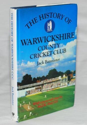 'The History of Warwickshire County Cricket Club'. Jack Bannister. Christopher Helm, Bromley 1990. Hardback with dustwrapper. Signed to the title pages and front endpapers by sixteen players, and to internal pages by ten. Signatures include Mike Smith, De