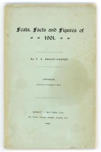 'Feats, Facts, and Figures of 1901'. F.S. Ashley-Cooper. Published for private circulation by Merritt &amp; Hatcher, London 1902. Second year of issue (there being none issued in 1900) of which only thirty copies were produced, this being copy number twel