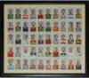 Sporting cigarette cards. Full sets of 'Rugby Internationals'. Churchmans. 1935, 'Derby &amp; Grand National Winners' John Player 1933, Players Cricketers 1934 and 'Hints on Association Football' Players 1934. All loose mounted, framed and glazed. Various