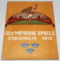 Olympics. 'Olympische Spiele [Olympic Games] Stockholm 1912'. Edited by A. Eichenberger, published by Julius Wagner, Zurich and Munich 1912. Original 135pp large format illustrated report on the 1912 Olympics with decorative colour wrappers, published in 