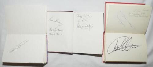 Sporting autograph albums. Three albums comprising approx. two hundred signatures covering a range of sports, writers, entertainment etc., Apparently collected in 1990s and 2000s. A good number signed individually to a page. Signatures include Tony Greig,