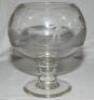 Fishing. A fine large nineteenth century (c.1885) glass Stourbridge bowl on baluster stem and circular platform foot, wheel engraved with a scene of a gentleman fishing, wearing a top hat. Approx. 9&quot; tall, 8&quot; diameter. Light scratches/ wear to 