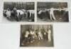 Teacher training exercises. Three original mono press photographs of teachers taking part in a voluntary course at the London County Council Institute, Paddington, including boxing and other physical exercises. Date unknown, possibly 1920s. Some with penc