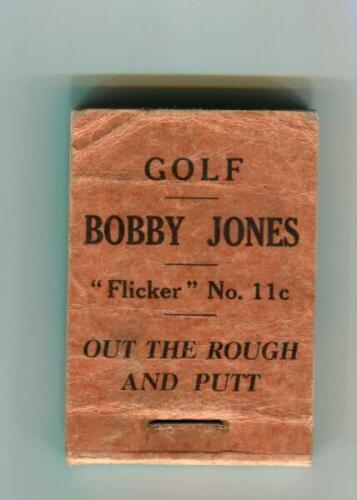 Bobby Jones. Flicker book No. 11c. 'Out of the Rough and Putt'. Published by Flicker Productions Ltd of London. Some rusting to staple, some wear to card wrappers otherwise in good condition - golf