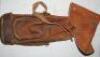 Leather golf bag with zip hood and side pockets c.1920s. Vacca Sports Goods. Surface wear and some staining, otherwise appears intact. A well-used golf bag! - golf