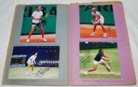 Ladies tennis photographs 1990s-2010s. Box comprising a significant collection of files and albums of colour photographs, postcards, promotional cards and brochures, the majority signed, also signatures on cards, autograph album etc. Signatures include Ar