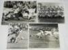 Rugby League press photographs 1970s-1990s. A selection of sixteen original mono press photographs depicting match action, captains tossing the coin, supporters, teams etc. Three photographs with official stamp to verso for John Mounfield, Warrington, the