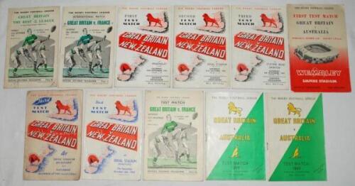 Rugby League. Great Britain and England 'home' international programmes 1947-1991. A good selection of sixty one official match programmes including Great Britain v New Zealand 1947, 1951 (first Test), v France 1957, v Australia 1959 (2nd &amp; 3rd Tests)