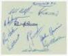 Fulham and Norwich City 1954/55. Album page nicely signed in ink to one side by twelve Fulham players, and to the other by ten of Norwich City. Fulham signatures include Smith, Watson, Wilson, Edwards, Doherty, Lambden, Cohen etc. Norwich signatures inclu - 2