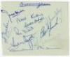 Birmingham City and Rotherham United 1954/55. Album page nicely signed in ink to one side by eleven Birmingham City players, and to the other by eleven of Rotherham United, and dated 4th December 1954. Birmingham City signatures include Hall, Badham, Kins