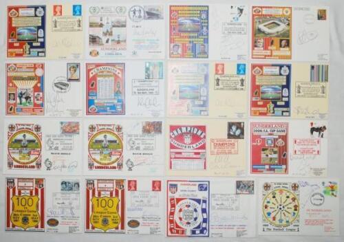 Sunderland F.C. 1986-2010. A selection of sixteen limited edition commemorative covers, each signed by at least one Sunderland player. Covers include Sunderland v Stoke City 100th League Game 3rd May 1986 (two with different signatures). Sunderland v Derb