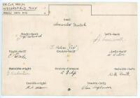 Huddersfield Town F.C. F.A. Cup Winners 1922. Very rare original autograph sheet with typed players' field positions in a grid format. Each position is nicely signed in black ink by the respective Huddersfield player. Signatures are Much (Goal), Wood (Rig