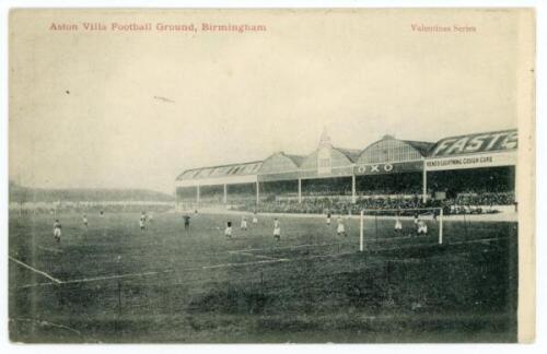 Aston Villa F.C. Early original mono postcard of Aston Villa Football Ground, Birmingham with a match in progress. Postmarked 18th July 1915. Valentines Series. VG - football