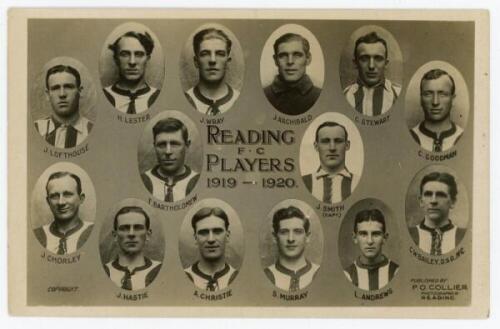 Reading F.C. 1919/20. Early original mono real photograph postcard of the Reading team, with the players depicted in cameo. P.O. Collier, Reading. Postally unused. VG - football