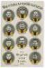 Wolverhampton Wanderers F.C. 'The English Cup Team 1908'. Early original colour chromolithograph postcard of the Wolves team, with the players each depicted in cameo in their black and gold colours. Players' names printed below each image. 'Wulframa' Seri