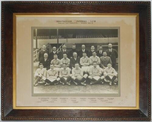 Birmingham City Football Club 'English Cup Finalists' Season 1930-1931. Excellent original mono photograph of the Birmingham City team and officials, seated and standing in rows, the players in football attire. The photograph laid down to original photogr