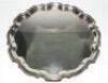 Joe Mercer. A large silver plated salver, with three scrolled feet, presented to Joe Mercer by 'The Sportsman Club' in March 1976. Inscribed to centre 'Presented to Joe Mercer O.B.E. by The Sportsman Club. 2nd March 1976'. The salver made by The Alexander