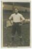 Walter Daniel John Tull. Tottenham Hotspur 1909-1911. Mono real photograph postcard of Young, full length in Spurs attire. F.W. Jones of Tottenham. The postcard has handwritten 'Northampton' to the bottom of the card. Slight silvering to card edges otherw