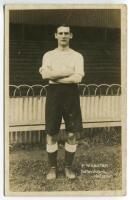 Frederick Joseph Webster. Tottenham Hotspur 1911-1915. Mono real photograph postcard of Webster, full length in Spurs attire. F.W. Jones of Tottenham. Minor faults otherwise in good condition - footballFred Webster played 82 matches for Spurs