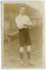 Joseph Walton. Tottenham Hotspur 1908. Sepia real photograph postcard of Walton, full length in Spurs attire. Jones Bros of Tottenham. Some light fading to image otherwise in good condition - footballJoe Walton made twenty four appearances for Spurs scori