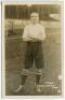 Daniel Steel. Tottenham Hotspur 1906-1912. Early mono real photograph postcard of Steel, full length, in Spurs attire Title to lower border 'D. Steel. Captain, Tottenham Hotspur'. F.W. Jones of Tottenham postcard. Postally unused. Minor surface marks othe