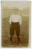 Max Paul Seeburg. Tottenham Hotspur 1908-1909. Early sepia real photograph postcard of Seeburg, full length, in Spurs attire. Title to lower border 'M.P. Seeburg. Tottenham Hotspurs'. Jones Bros of Tottenham. Postally unused. Good condition - footballMax 