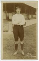 James Reid. Tottenham Hotspur 1906-1908. Early sepia real photograph postcard of Reid, full length, in Spurs attire. Title to lower border 'J. Reid. Tottenham Hotspurs'. Jones Bros of Tottenham. Postally unused. Good condition - football