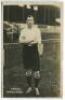 James Morton. Tottenham Hotspur 1908-1909. Early mono real photograph postcard of Morton, full length, in Spurs attire. Jones Bros, Tottenham. Postally unused. Minor wear to card borders otherwise in good condition - footballJames Morton made just two app