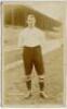 William John Jones. Tottenham Hotspur 1906-1907. Early sepia real photograph postcard of Jones, full length, in Spurs attire. Title to lower border read 'W. Jones. Tottenham Hotspurs'. Jones Bros of Tottenham. Postally unused. Minor wear to card edges, li