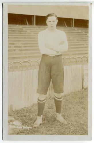 William Harris. Tottenham Hotspur 1909-1910. Early sepia real photograph postcard of Harris, full length, in Spurs attire. Title to lower border 'W. Harris. Tottenham Hotspur'. F.W. Jones of Tottenham Postally unused. Some light fading to image otherwise 