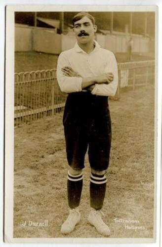 Jabez Darnell. Tottenham Hotspur 1908-1915. Sepia real photograph postcard of Darnell, full length, in Spurs attire. F.W. Jones of Tottenham. Postally unused. Very good condition - footballDarnell played 259 matches for Tottenham, scoring four goals