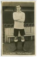 R.C. Brittan. Tottenham Hotspur 1911-1914. Early mono real photograph postcard of Britton, full length, in Spurs attire. Title to lower border 'R.C. Brittan. Tottenham Hotspur'. F.W. Jones, Tottenham. Postally unused. Minor wear to card otherwise in good 