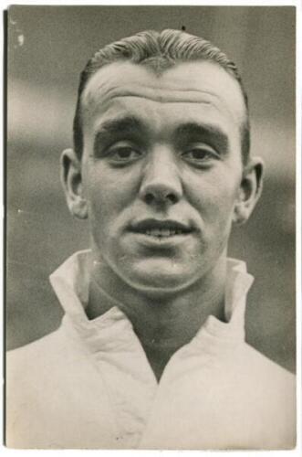 Albert Edward Page. Tottenham Hotspur 1936-1945. Mono real photograph of Page, head and shoulders, in Spurs shirt. Photograph by Universal Pictorial Press of London. Label to back of photograph with date 'November 1937'. 4&quot;x6&quot;. Good condition. 